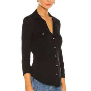 James Perse Contrast Panel Shirt 100% Soft Supima Cotton